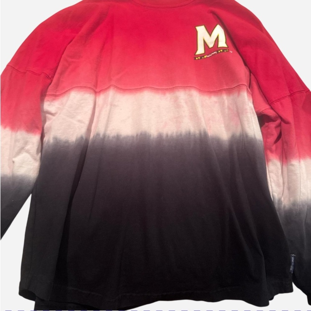 Red and Black Ombre Long Sleeve Shirt